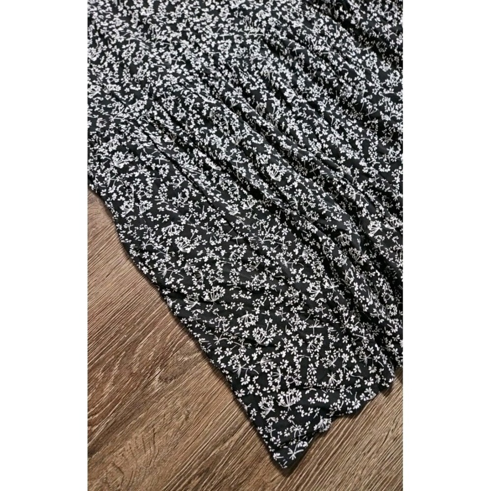 CeCe Women's Ditsy Black White Floral Ruffle Strap Maxi Dress - Picture 9 of 14